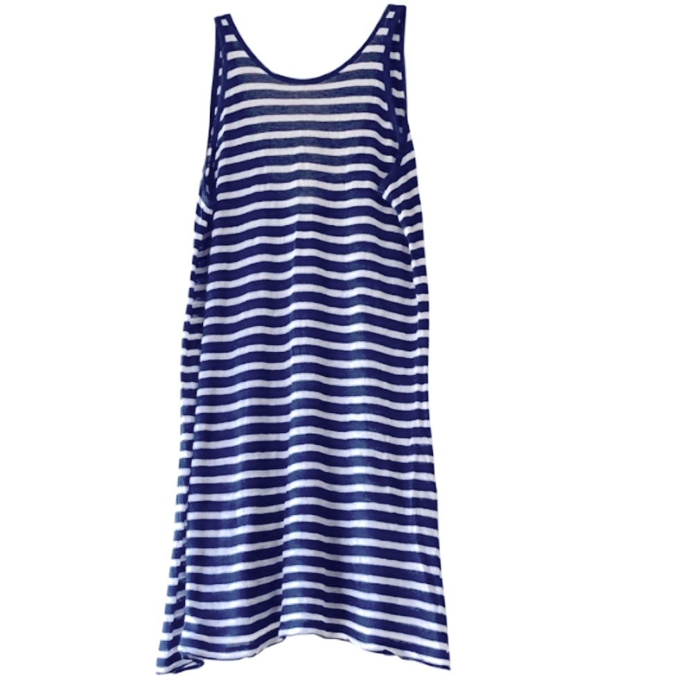 Alexander Wang Blue White Scoop Back Dress Stripe Classic Lightweight Size XS